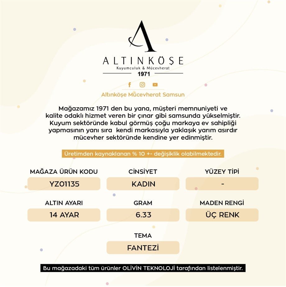 14 Ayar 3 Renk Fantezi Yüzük — Altınköşe — görsel 3