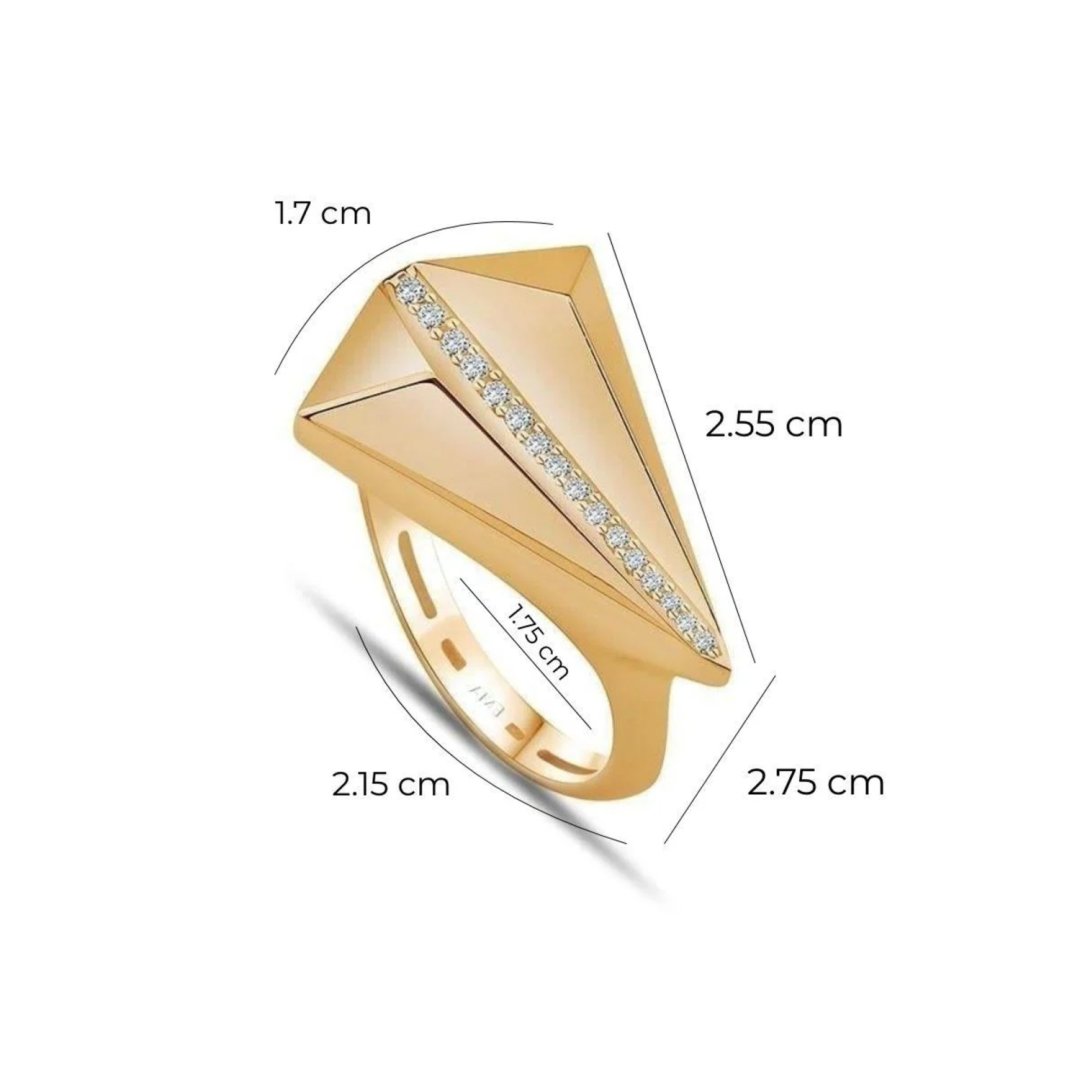 Taşlı Origami Uçak Model Altın Yüzük — Altınköşe — görsel 2
