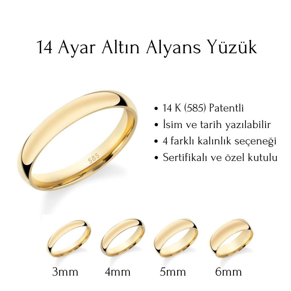 Sarı Altın Bombeli Klasik Alyans 5 mm — Altınköşe — görsel 4