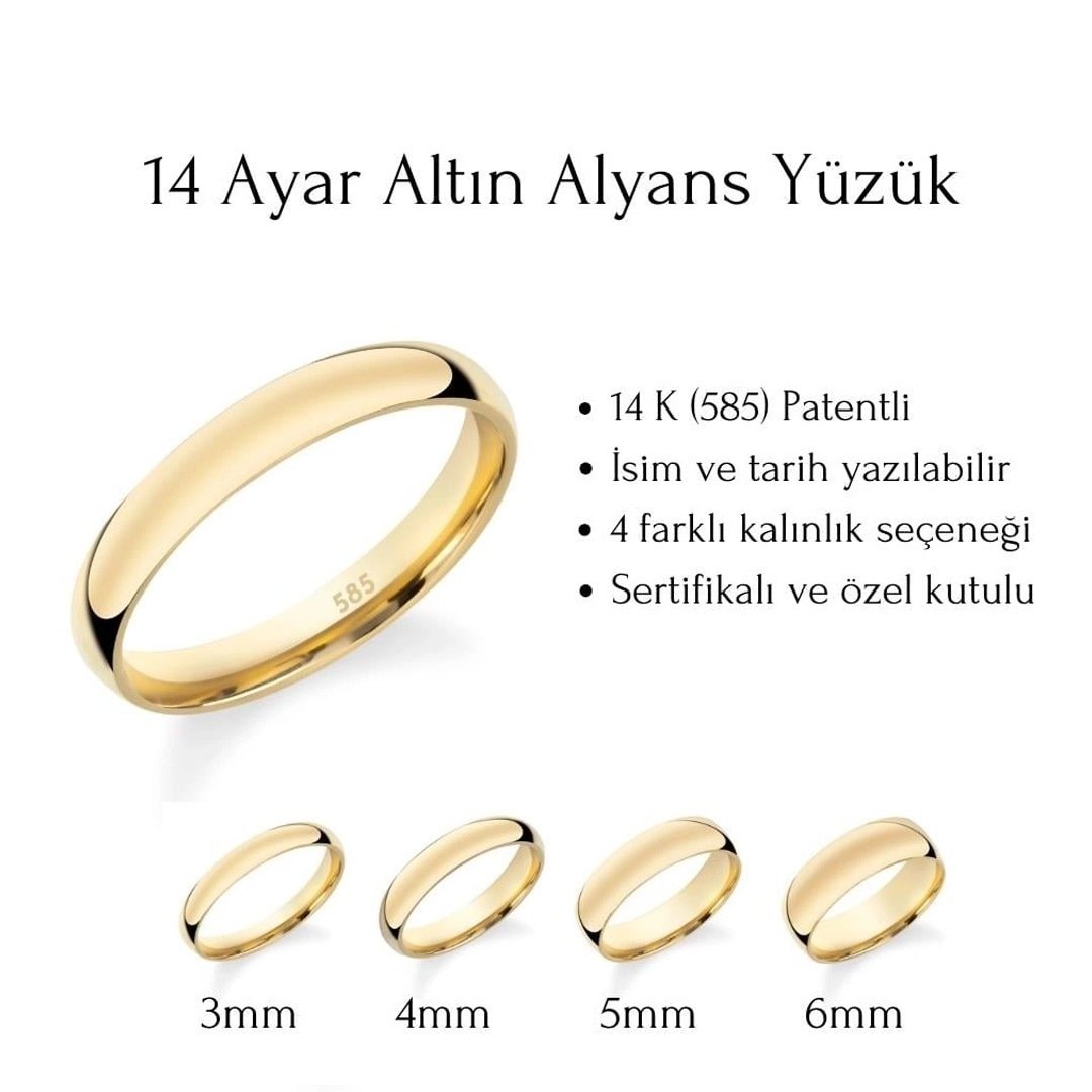 Bombeli Klasik Altın Alyans (5mm) — görsel 3