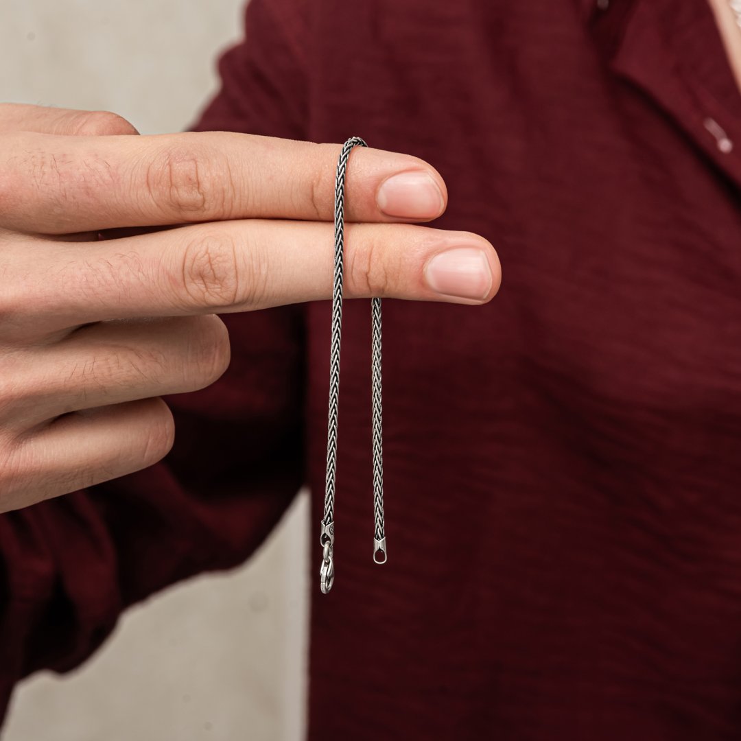 Gümüş Tilki Kuyruğu Erkek Bileklik 2 mm — Nes Altın — görsel 2